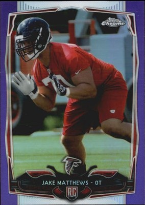 2014 Topps Chrome Purple Refractors Falcons Football Card #199 Jake Matthews
