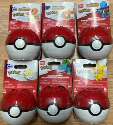6PC Mega Construct Pokemon Pokeball Set ~ NO DUPLICATES ~ FAST SHIPPING ~ NEW