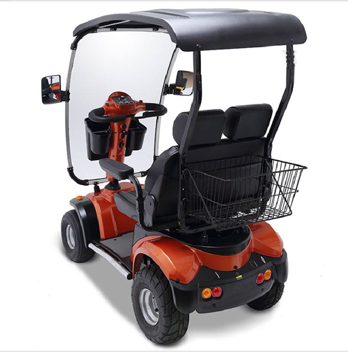 Covered Lovebird 2 Seater, 4 Wheel Electric Mobility Scooter, with Roof