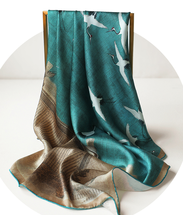43 inch square Scarf 100% Silk Women neckerchief Shawl Wrap green MY1