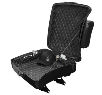 HOGWORKZ? Chopped Tour Pack Liner | Black w/ Silver Stitching for Harley FLH/...