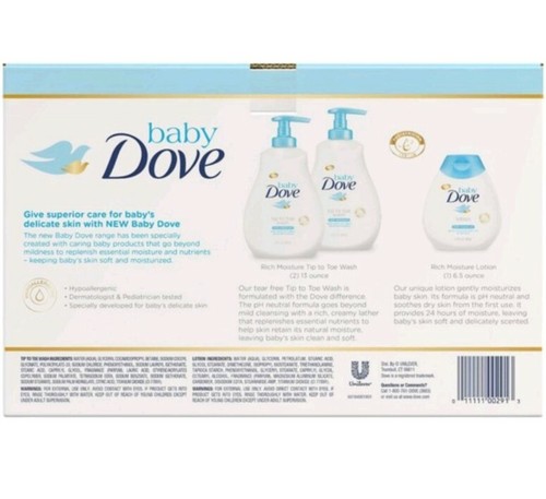 Baby Dove Tip to Toe Wash&Lotion(2-13fl.oz.&1-6.5 fl.oz)BEST PRICE FREE SHIPPING