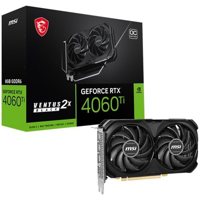 MSI Video card GeForce RTX4060 Ti VENTUS 2X BLACK 16G OC GDDR6 PCIE 4.0, 128bit