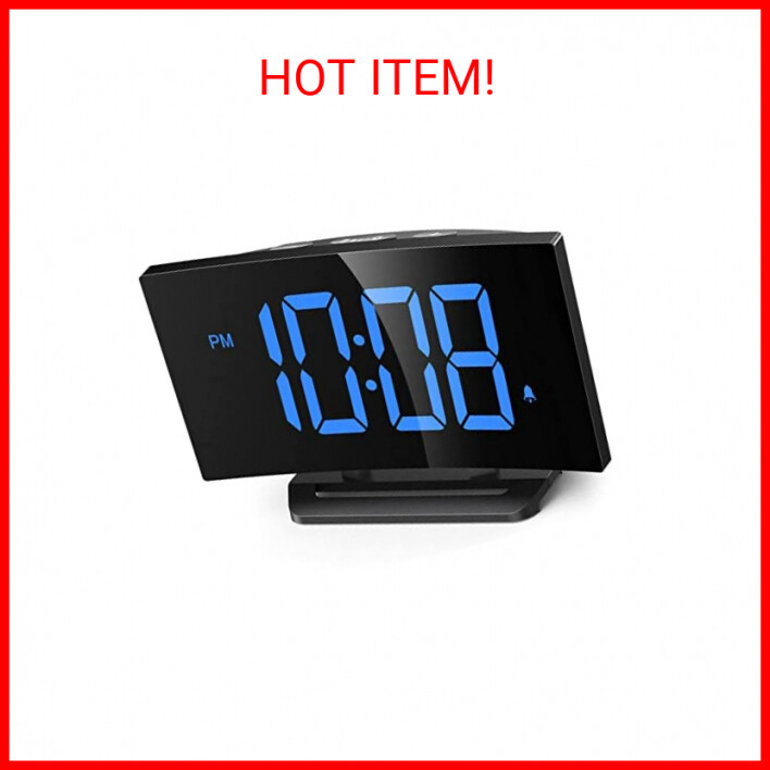 For Bedrooms, Digital Clock With Modern Curved Design