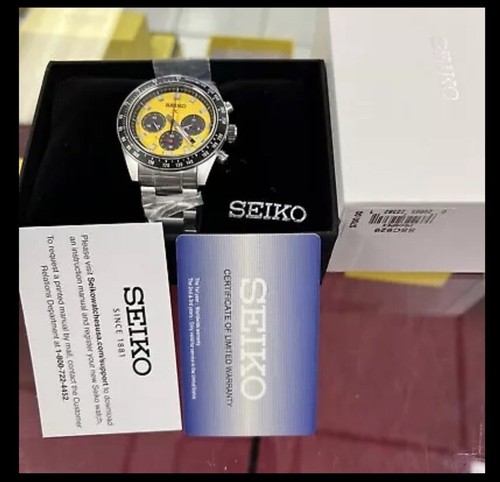 Pre-owned Seiko Prospex Speedtimer Yellow Dial Stainless Bracelet Watch Ssc929 Bns
