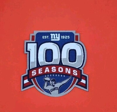 NEW YORK GIANTS 100th SEASON ANNIVERSARY FOOTBALL IRON-ON WOVEN PATCH-2.75''