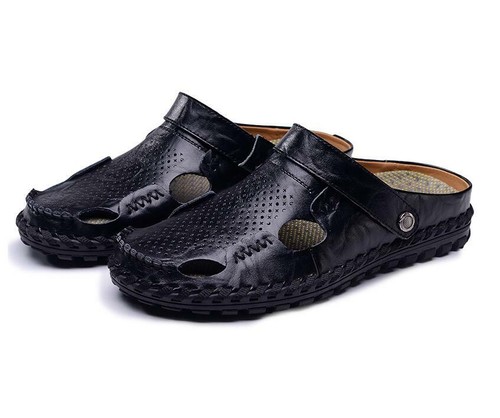 Summer Mens Sandals Flats Dress Shoes Backless Hollow out