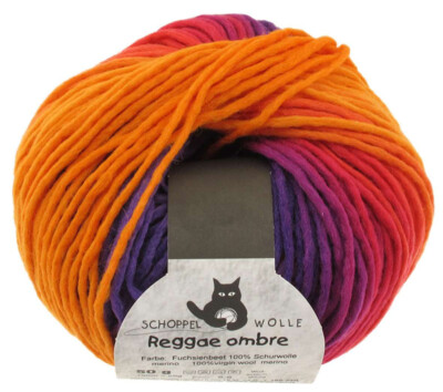 159  / KG) Schoppel Wool 50g Reggae Ombre Gorgeous Soft Colour 1536 Fuchsia Bed