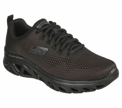 Skechers Glide Black Shoes Men Memory Foam Mesh Sport Soft Comfort Casual 232270