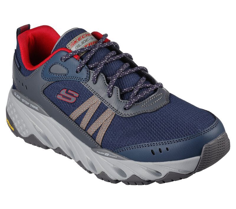 

Темно-синяя мужская обувь Skechers из пеноматериала для пешего туризма, резиновая на шнуровке, с воздушным прохладным водоотталкивающим эффектом 237256, Navy, 237256