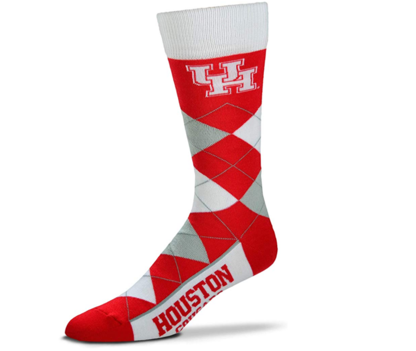 University of Houston Cougars Red White & Gray Argyle Crew Socks