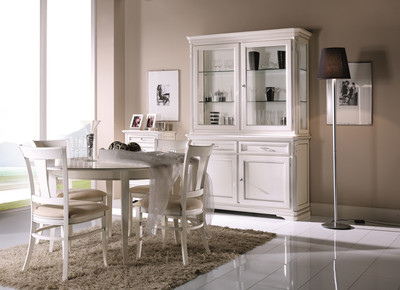 VETRINA CRISTALLIERA CREDENZA COLORE BIANCO  CUCINA SOGGIORNO