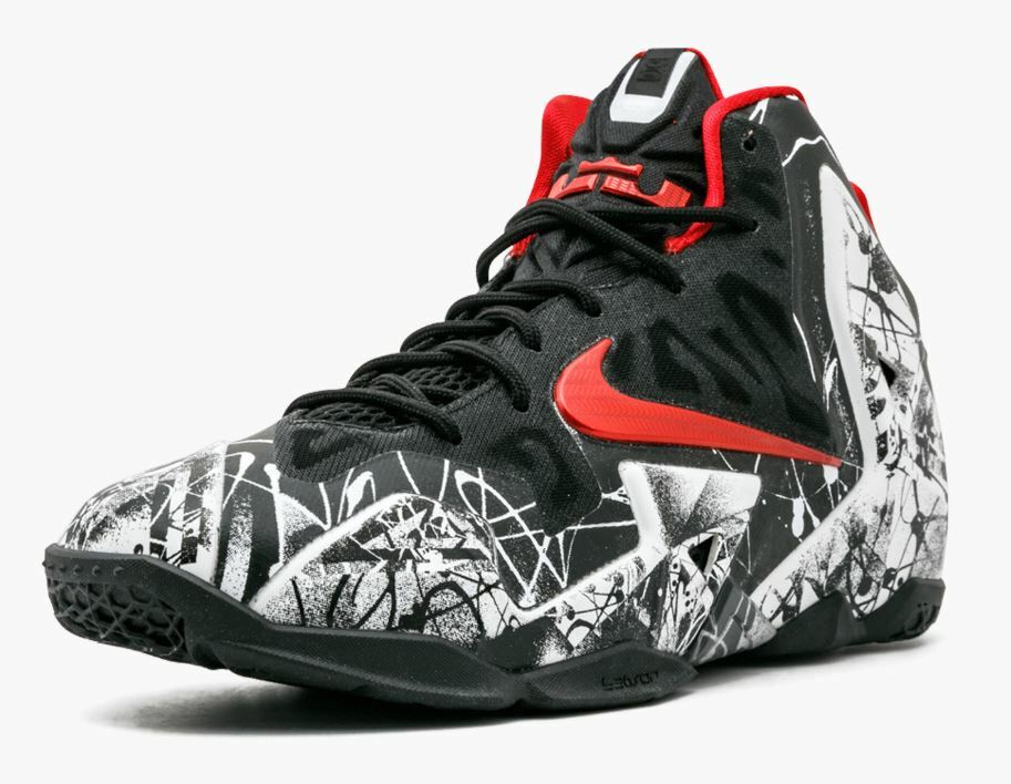 NIKE Lebron Soldier XI Graffitti Gr 36 US 4Y schwarz black rot red 749417 014