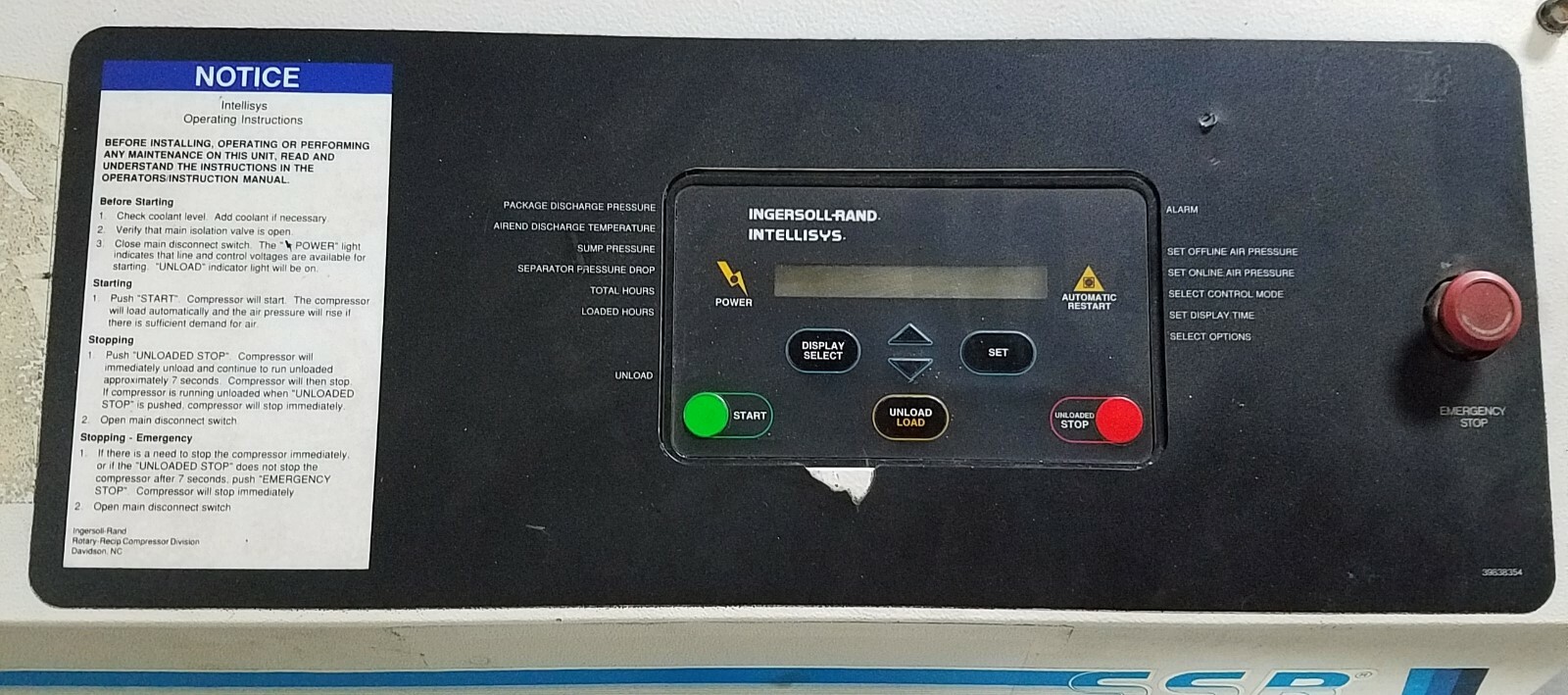 Ingersoll Rand SSR-EP20SE 20HP Air Compressor