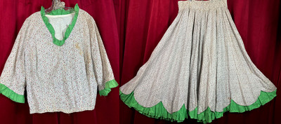 2X Vintage 70s Colonial Bicentennial 2 Piece Dress Bonnet + Pouch Bag Prairie