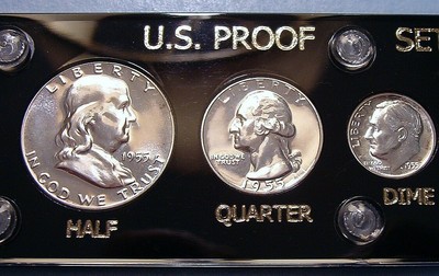 1955 U.S. MINT SILVER PROOF SET DEEP MIRROR COINS GORGEOUS in CAPITAL DISPLAY