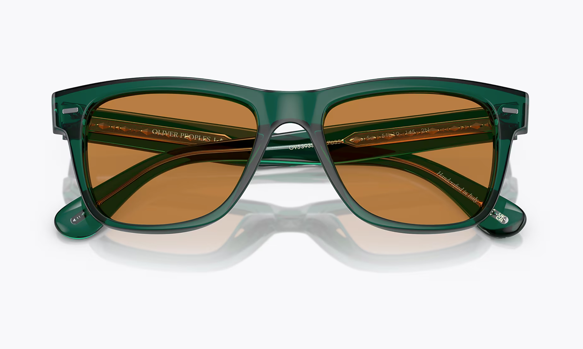 Pre-owned Oliver Peoples Oliver Sun Limited Edition 54mm In Dk Teal/ Cognac Msrp$584 Iver In Brown