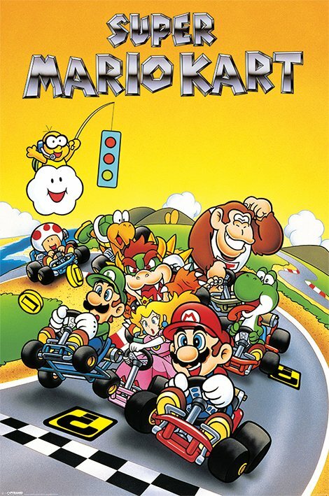 NINTENDO MARIO BROS SUPER MARIO KART POSTER NEW 24x36 FREE