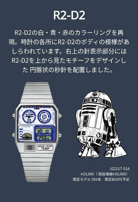 Pre-owned Citizen Star Wars R2-d2 Watch Limited Model Collection Ana Digi Temp Jg2117-51a