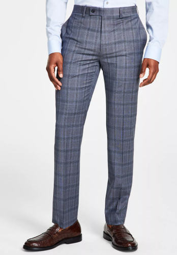 Calvin Klein Men's Grey Blue Slim-Fit Suit Pants 34 x 32