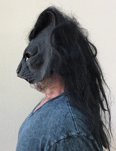 1999 Paper Magic Group Scary Panther Black Cat Were Halloween Mask Hair