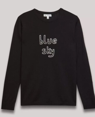 Bella Freud x M&S Merino Wool Blue Sky  Black Jumper Small Bnwt sold Out