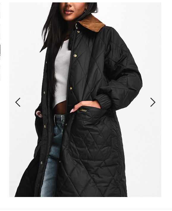 Pre-owned Barbour Marsett Longline Quilted Msrp$420 Warm Attractive Practical Comfortable In Black & Sage Tartan