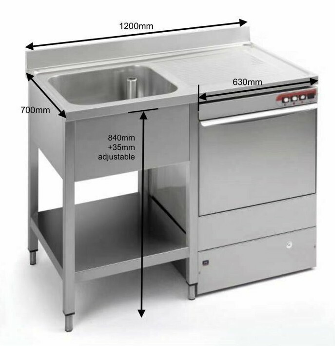 Commercial Stainless Steel Right Hand Drainer Single Bowl