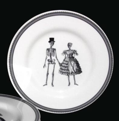 Royal Stafford Full-Body Skeleton Bride Groom 8-1/2'' Salad Plates NEW England