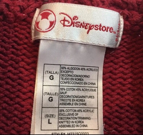 Disney Store Girl’s L Minnie Mouse Red Embroidered Sweater Long Sleeve Pullover