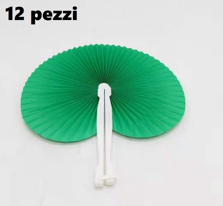 Set 12 Pezzi Ventaglio Verde Tascabile Feste Matrimonio Caldo Estate bal