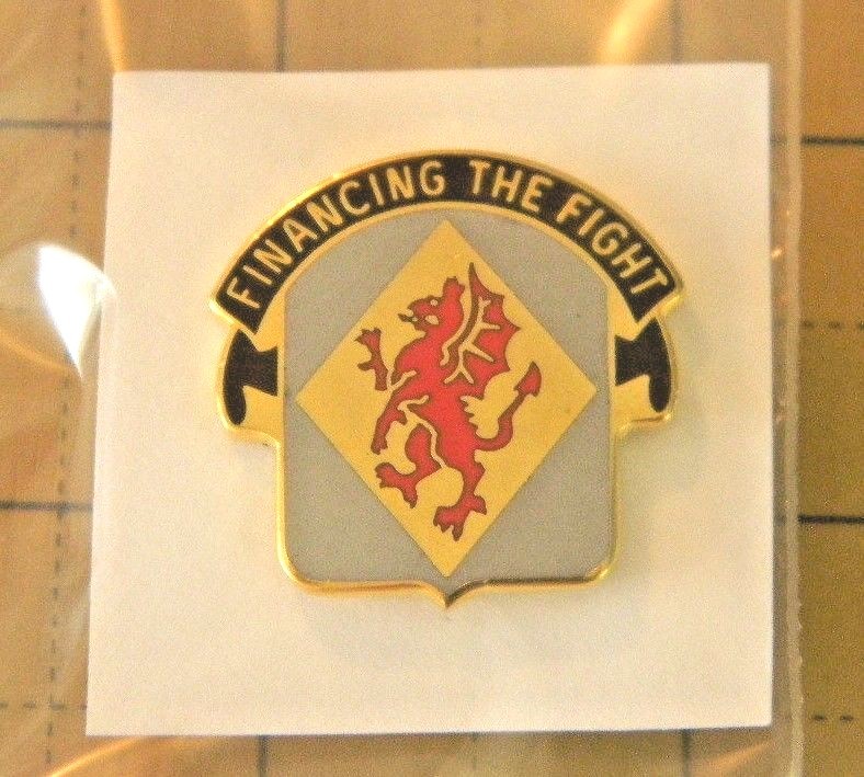 U.S. Military Army 374th Finance Battalion DI DUI Unit Crest pin G23 USA Made