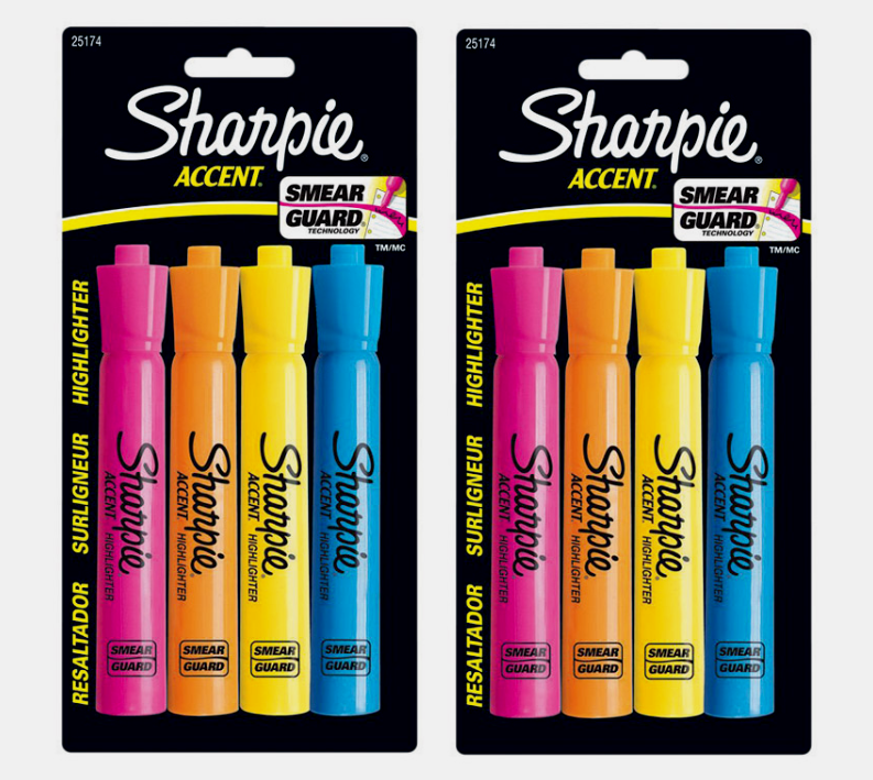 2 Sharpie Accent HIGHLIGHTERS 4 pk Chisel Neon Assorted Colors...