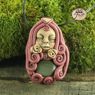 GA04929# Handcrafted Goddess Pendant with Succor Creek Jasper bead 1 Pcs