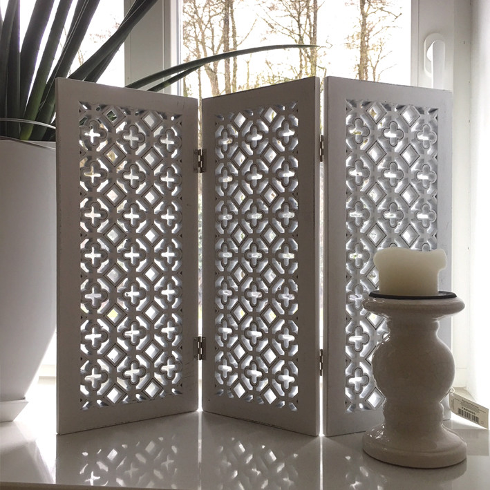 Paravent SHABBY CROIX weiss Fensterparavent Sichtschutz