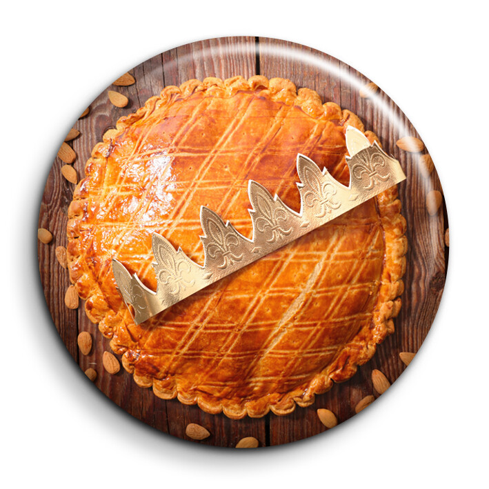 Galette Des Rois Couronne Histoire Frangipane Recette Badge 38mm Button Pin 