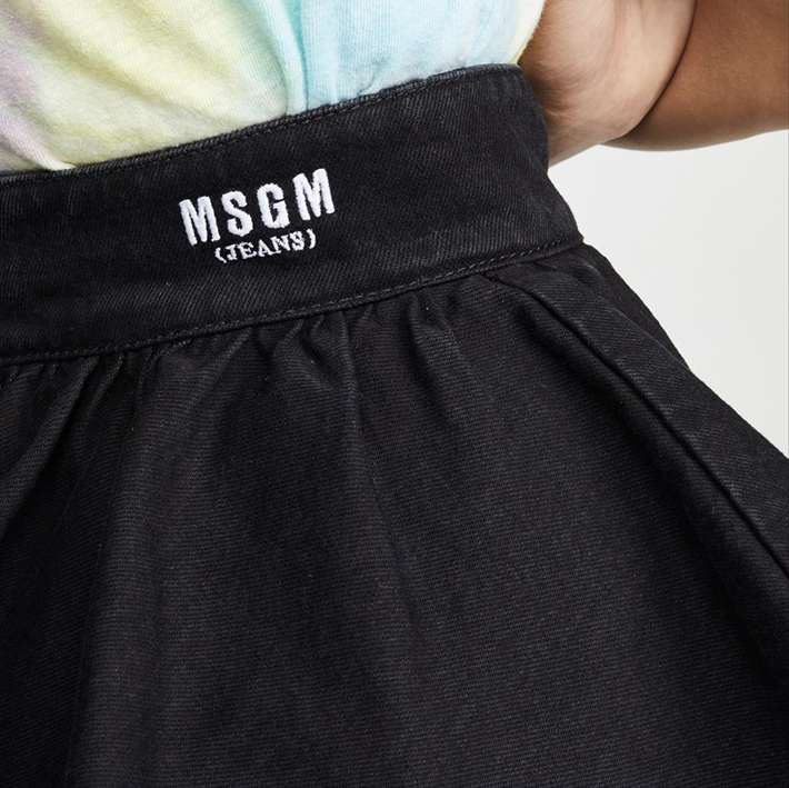 Pre-owned Msgm Denim Peplum Skirt / 2742mdd140l In Black