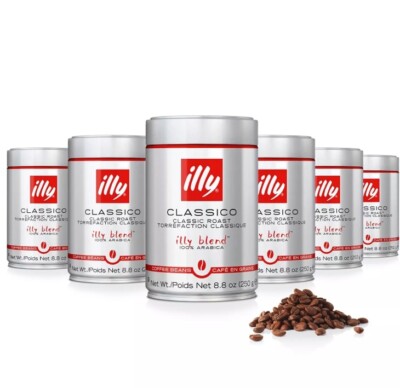 illy Whole Bean Coffee Classico Classic Blend  8.8 Ounce, 6 Pack