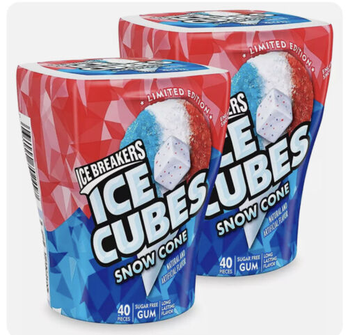 ICE BREAKERS ICE CUBES Snow Cone Sugar Free Chewing Gum Limite...