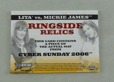 Lita Mickie James WWE Wrestling Trading Card Topps Event Used Mat Relic 2006