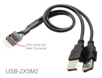 2-Pack Lenovo Motherboard USB Converter Cable 11-Pin Female To 9-Pin Male-707167