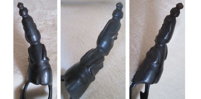 LARGE ONE OF A KIND ANTIQUE FERTILITY HANDCARVED EBONY WOODEN COMB - NATIVE ART