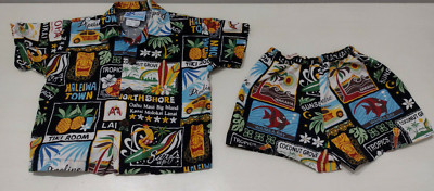 RJC Hawaiian Shirt & Shorts Set Boys 18 Months Hawaii - Made n USA