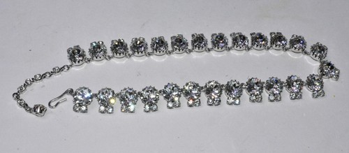 Austria Bright Clear Cut Crystal Necklace Bridal / Evening Wear Signed Vintage