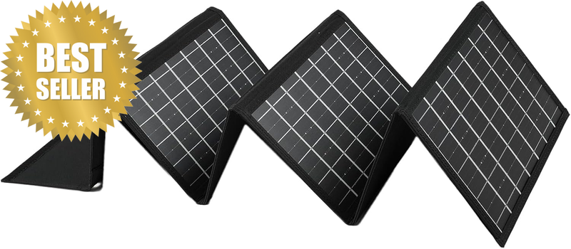 50W Portable Solar Panel Charger, High Efficiency Solar Power Bank with Dual USB