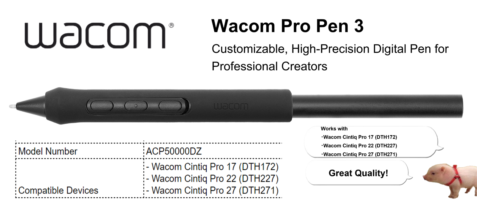Wacom Pro Pen 3 ワコム プロペン 3 Amazon.com: Wacom Pro Pen 3 (ACP50000DZ), Black : Electronics