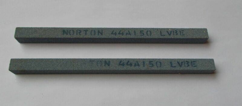 2 pcs NORTON  4/10" SQ x 6 " Abrasive Sharpening Stones/ Sticks -44A150 LVBE