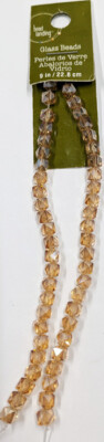 Glass Bead Landing Amber Glass Faceted Cube 2 Strings 5mm