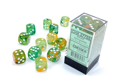 Кубик для игры в шахматы Chessex Nebula Spring/белый 16 мм d6 (12 кубиков)