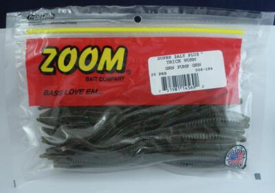 Zoom 006-184 6'' Trick Worm Green Pumpkin Green Fleck 20ct
